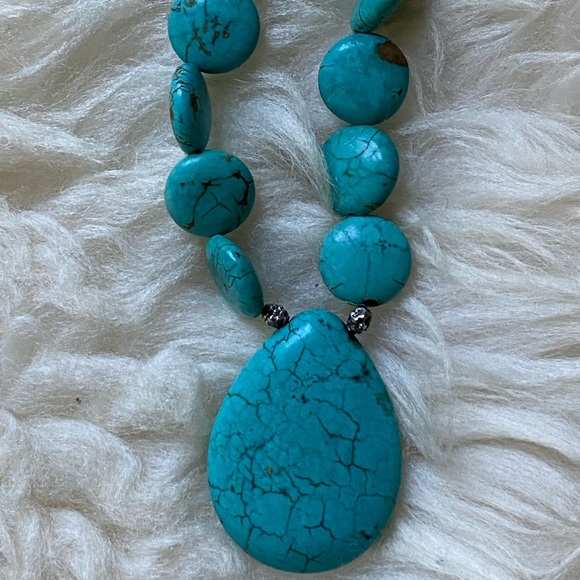 ATI 925 STERLING SILVER TURQUOISE NECKLACE - Picture 3 of 13